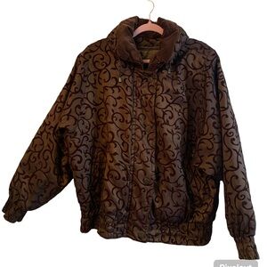 London Fog Brown Patterned Jacket with Removable Liner and Extra Button, Size L